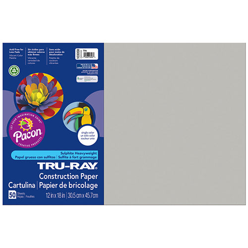 Tru-Ray? Construction Paper, Gray, 12" x 18" - 50 Sheets