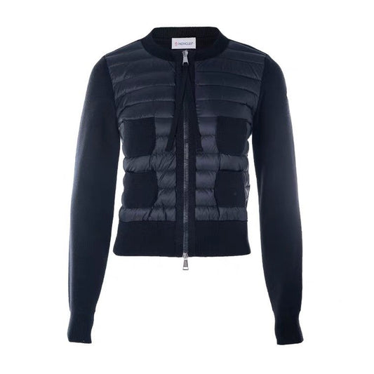 Moncler Women's Knit Sleeve Quilted Zip-Front Jacket — hero