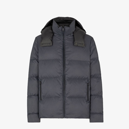 Fendi Grey Hooded Baffled Puffer Jacket — hero