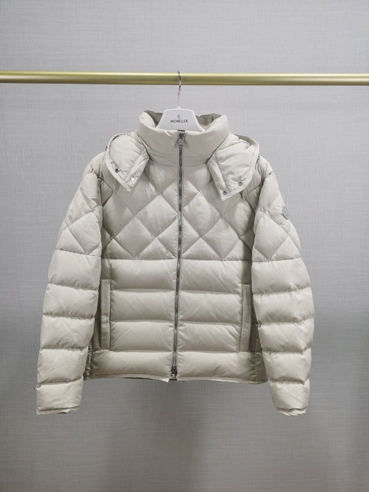 Moncler Men's Quilted Short Down Coat with Detachable Hood — hero