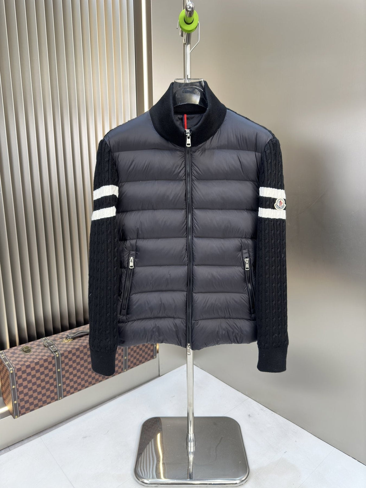 Moncler Men's Hybrid Quilted Knit Puffer Jacket — front